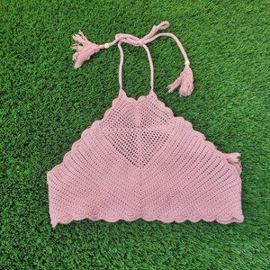Coral Halter Crop Top
